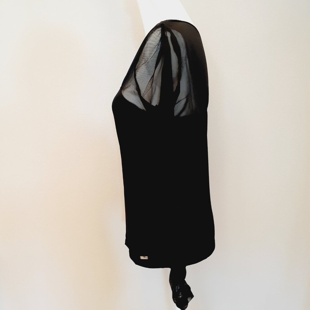Calvin Klein Mesh Ruched Sleeve Top - Picture 5 of 12